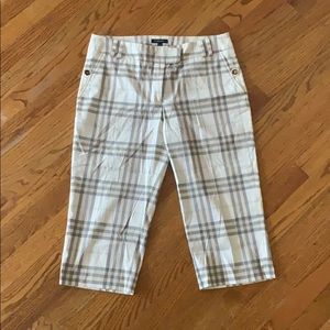 Burberry Cream Plaid Cropped Pants